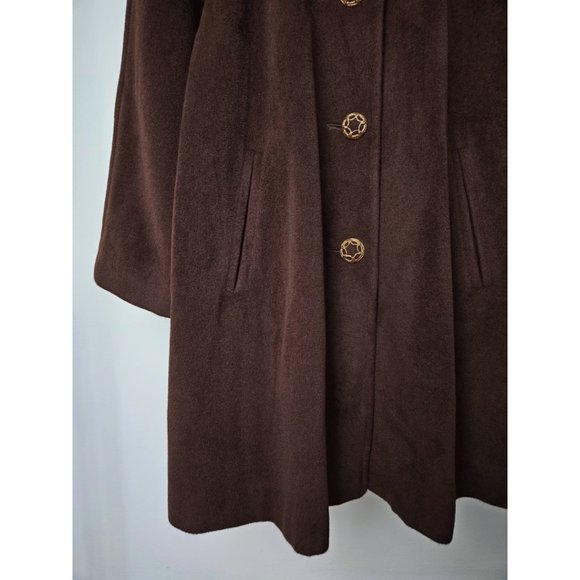 90s vintage angora wool swing coat women brown oversized winter long coat, retro - Picture 6 of 10